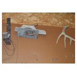 Garage Wall Pegboard Contents Lot w/ Antler +