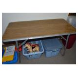 Vintage Faux Wood Folding Aluminum Table