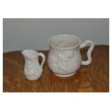 (2) Small Parian Ware Pitchers w/ Lithophane Girl