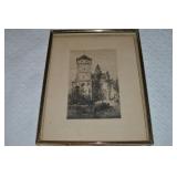 Signed Antique Etching of Nuremburg Castle 11.25