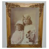 Antique Framed Girl & Post Mortem Sister Photo in