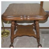 Antique Tiger Oak Parlor Table w/ 3" Ball & Claw