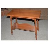 Vintage Maple End Table Lamp Stand w/ Tilted Rack