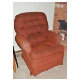 Vtg Best Chairs Red Upholstered Swivel Rocker