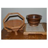 Wooden Pcs w/ Bowls & Tiled Trivet