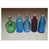 (5) Vintage Miniature Glass Bottles w/ 1 Wheaton