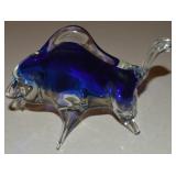 Vtg Murano Sommerso-style Cobalt to Clear Art