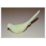 Vtg Fenton Satin Custard Art Glass Long Tail Bird