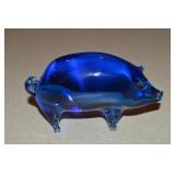 MCM Cobalt Blue Art Glass Pig Figure 4'L