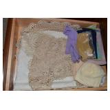 Drawer Contents Lot: Linens w/ Crochetwork