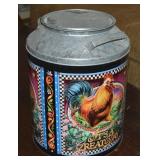 Galvanized Milk-style Lid Rooster Popcorn Bucket