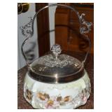 Antique Wavecrest Glass & SP Biscuit Jar 5.75'diam