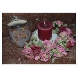 Home Decor Lot w/ Portugal Etched Glass Jar +