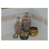 Bathroom Set w/ Portugal Etched Glass Bottles +