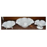3pc Vintage Fenton Hobnail Milk Glass Bowls w/