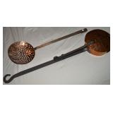 Primitive Copper & Iron Bed Warmer 22.75' +