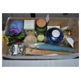 Box of Candles w/ Beeswax, Glass Holders +