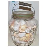 Baled Glass Barrel-Shaped Jar of Sea Shells