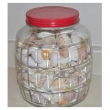 Vtg Barrel Shaped Glass Jar Full of Sea Shells
