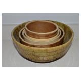 (5) Stoneware Mixing Bowls w/ Spatterware 9.25'