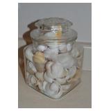 Vtg Lidded Canister Jar w/ Sea Shells 6.5t