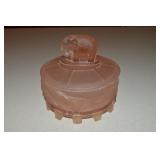 LE Smith Pink Satin Art Deco Elephant Glass Powder