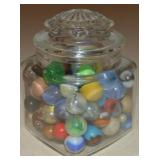 Vtg Glass Lidded Canister with Marble Collection