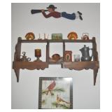 Vintage Tiered Wood Wall Shelf w/ Smalls +