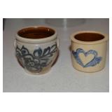 (2) Miniature Stoneware Crocks: Wisconsin Pottery