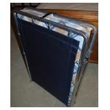 Vtg Aluminum & Plaid Pattern Folding Travel Cot