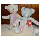(2) Handcrafted Quilted Teddy Bears 17' Tall