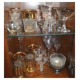 (2) Shelf Contents Lot w/ Stemware, Glass Vase