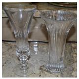 (2) Fancy Crystal Pcs w/ Nachtmann Ribbed Vase