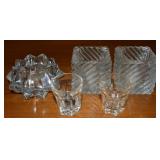(5) Clear Glass Pcs w/ Shot Glasses and Candle