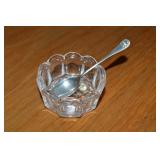 Antique Glass Salt Cellar +Steiff Sterling Silver