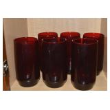(6) Vtg Anchor Hocking Royal Ruby 5' Glasses