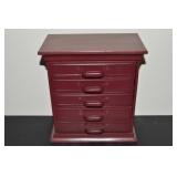Contempo Merlot Red Metal Small 5 Drawer Cabinet