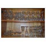 (2) Kitchen Shelf Contents Lot: Glass/Crystal