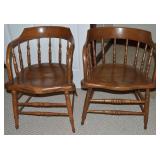 (2) Antique Barrel Back Pub / Captain's Chairs