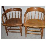 (2) Antique Barrel Back Pub / Captain's Chairs w/