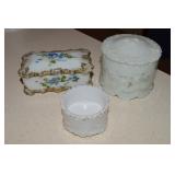 (3) Antique Milk Glass Trinket Boxes w/ 3.5' Diam