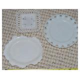(3) Antique Milk Glass Plates w/ No 512