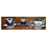 (3) Antique Gilt Cobalt China Demitasse Cup &