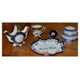 (5) Antique/Vintage Cobalt China Pcs w/ Seattle