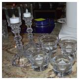 (6) Glass/Crystal Candle Holders w/ (2) 9 7/8'