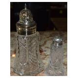 (2) Antique Shakers w/ Sterling Lidded Pepper