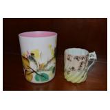 (2) Antique Glasses w/ Enamel Painted Cased