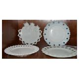 (4) Antique Milk Glass Plates: Westmoreland 3