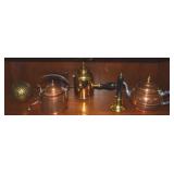 Metalware Lot w/ Teapots, Brass School Bell +