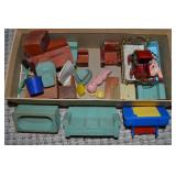 Shoebox Full of Vtg Dollhouse Furniture + w/Renwal